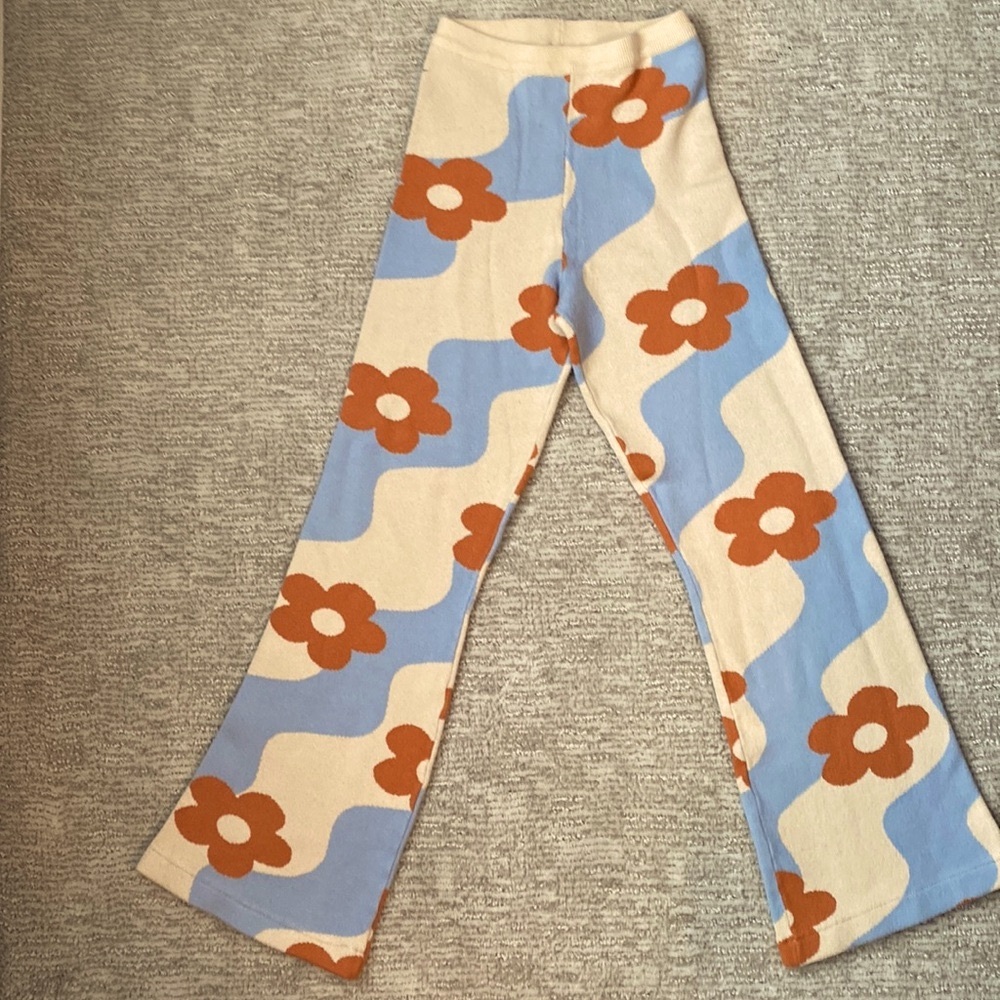 Molly Green Flared Flower Power Pants, XS
